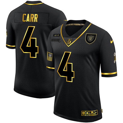 Las Vegas Raiders #4 Derek Carr Men Nike 2020 Salute To Service Golden Limited NFL black Jerseys